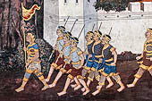 Detail from a mural painting with a 'Ramakien' motif - Thai version of the Indian Ramayana - from the temple complex of the Emerald Buddha, Bangkok (late 18th century) 